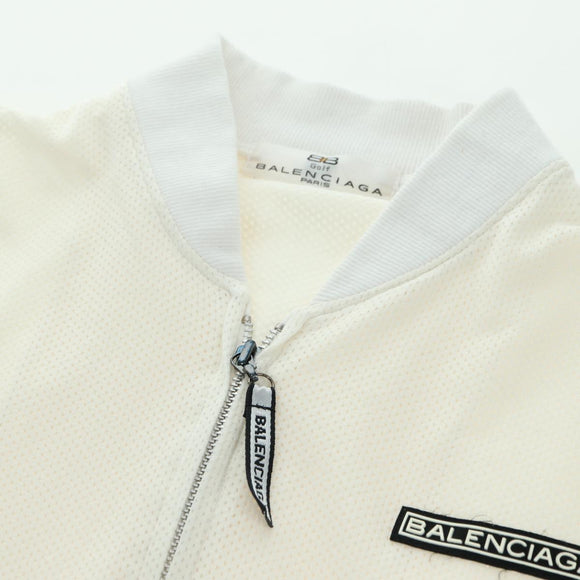 BALENCIAGA Short Sleeved Golf Jacket Polyester M White Auth 174764A