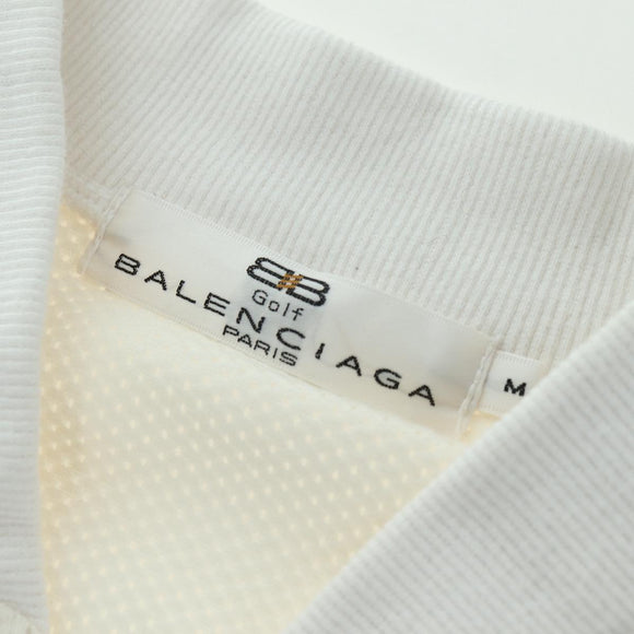 BALENCIAGA Short Sleeved Golf Jacket Polyester M White Auth 174764A