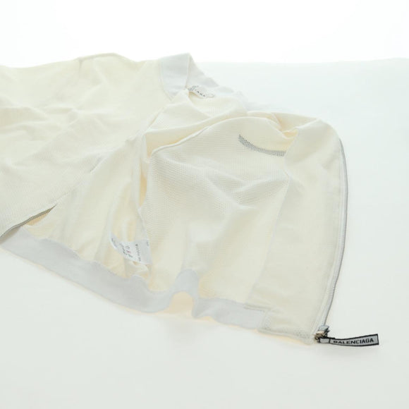 BALENCIAGA Short Sleeved Golf Jacket Polyester M White Auth 174764A