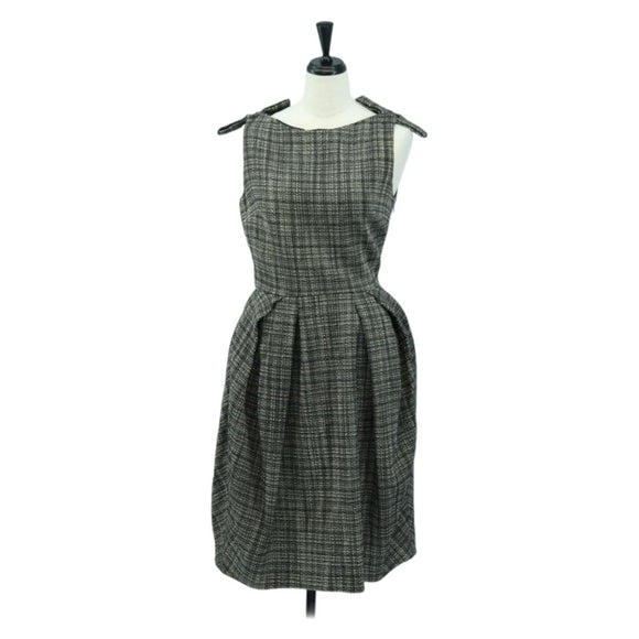 Christian Dior One Piece Tweed Beige Auth 174766A