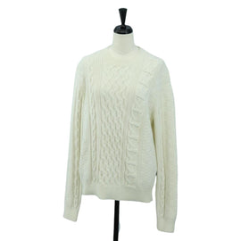 LOUIS VUITTON Knit Sweater Cotton XS White LV Auth 174771A