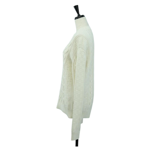 LOUIS VUITTON Knit Sweater Cotton XS White LV Auth 174771A