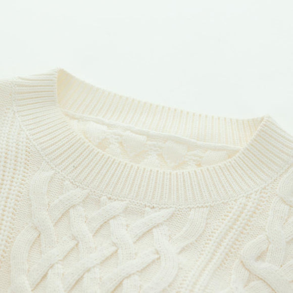 LOUIS VUITTON Knit Sweater Cotton XS White LV Auth 174771A