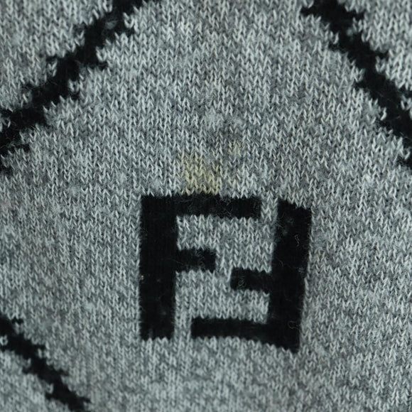 FENDI Zucca Canvas Knit Sweater Wool Gray Auth 174772A