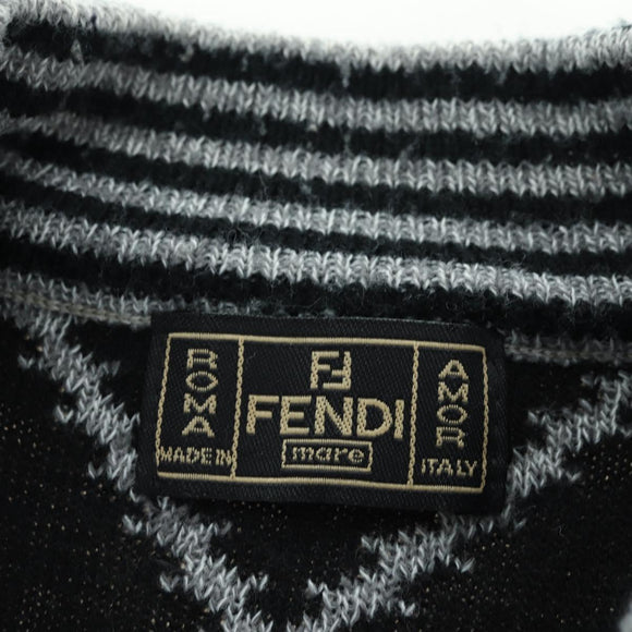 FENDI Zucca Canvas Knit Sweater Wool Gray Auth 174772A