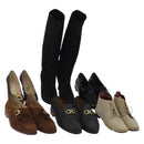 Salvatore Ferragamo Shoes Suede Leather 6 Set Brown Navy black Auth 174774-1