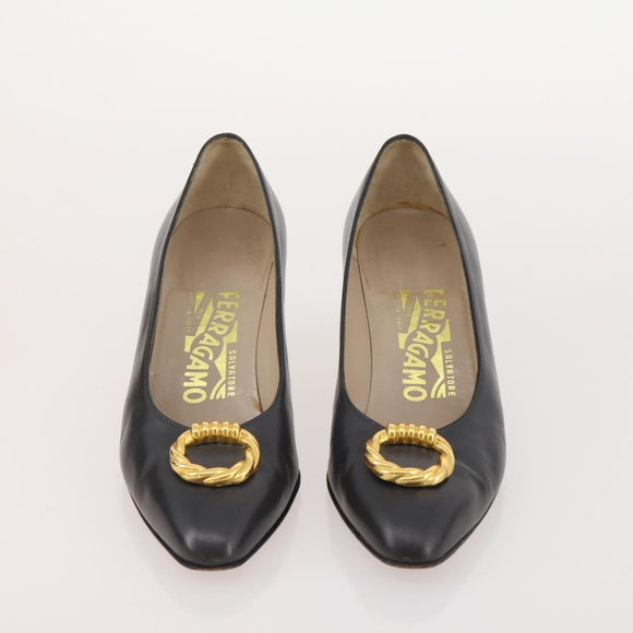 Salvatore Ferragamo Shoes Suede Leather 6 Set Brown Navy black Auth 174774
