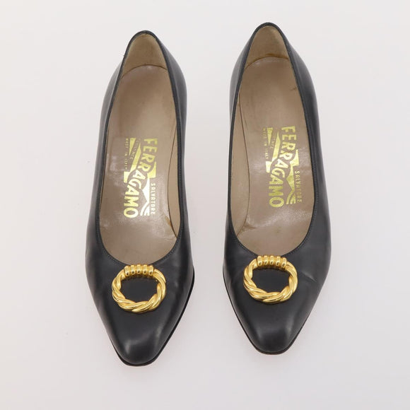 Salvatore Ferragamo Shoes Suede Leather 6 Set Brown Navy black Auth 174774
