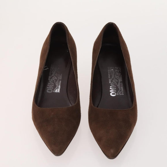 Salvatore Ferragamo Shoes Suede Leather 5 Set Brown Red black Auth 174776