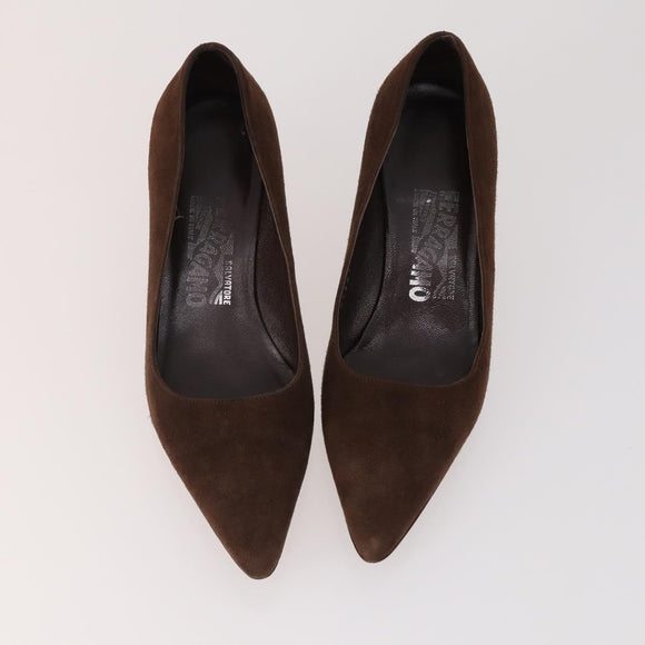 Salvatore Ferragamo Shoes Suede Leather 5 Set Brown Red black Auth 174776
