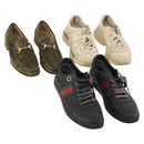 GUCCI Shoes Suede Leather 3 Set Black Khaki white Auth 174777-1