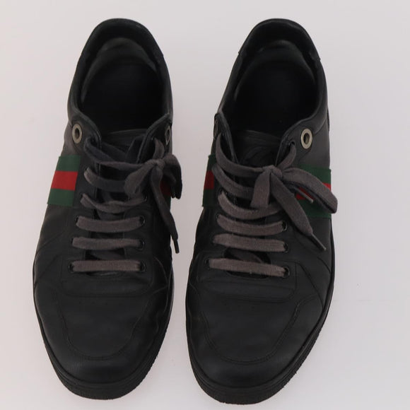 GUCCI Shoes Suede Leather 3 Set Black Khaki white Auth 174777