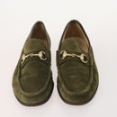 GUCCI Shoes Suede Leather 3 Set Black Khaki white Auth 174777-2