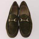 GUCCI Shoes Suede Leather 3 Set Black Khaki white Auth 174777-4
