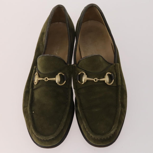GUCCI Shoes Suede Leather 3 Set Black Khaki white Auth 174777