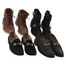 GUCCI Shoes Leather 4 Set Black Brown Auth 174779-1