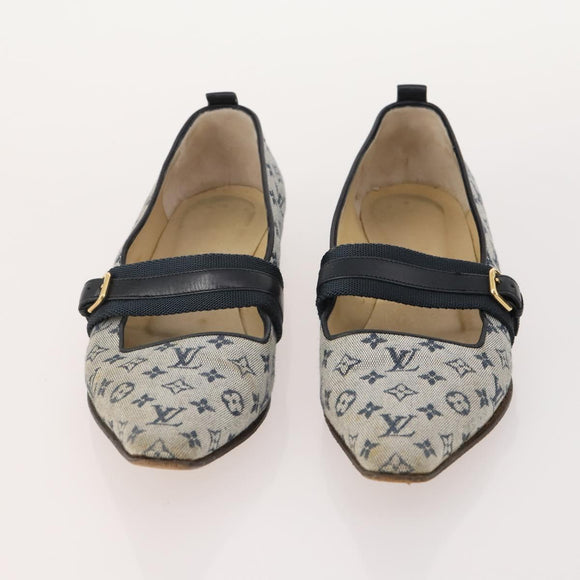 LOUIS VUITTON Monogram Mini Shoes Leather 5 Set Black Beige Navy LV Auth 174780