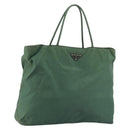 PRADA Tote Bag Nylon Green Silver Auth 174789-1