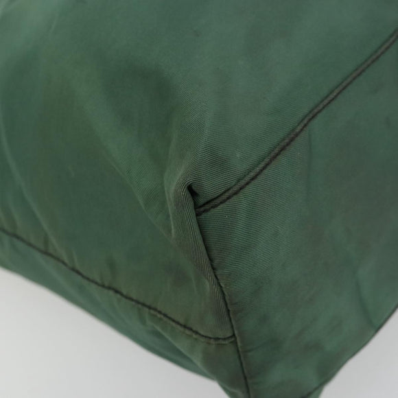 PRADA Tote Bag Nylon Green Silver Auth 174789