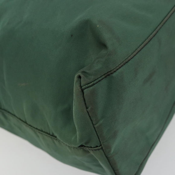 PRADA Tote Bag Nylon Green Silver Auth 174789