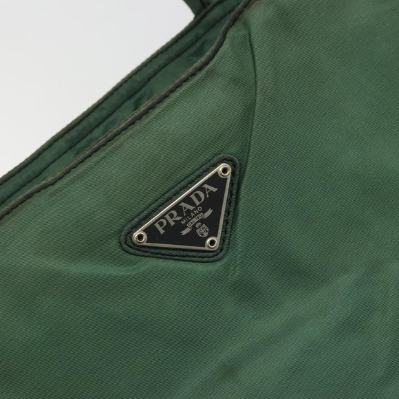 PRADA Tote Bag Nylon Green Silver Auth 174789