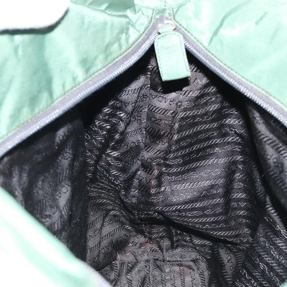 PRADA Tote Bag Nylon Green Silver Auth 174789