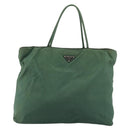 PRADA Tote Bag Nylon Green Silver Auth 174789-13