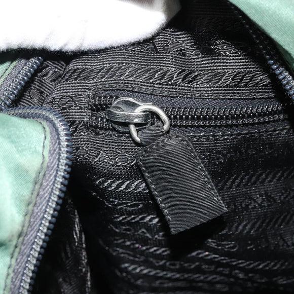 PRADA Tote Bag Nylon Green Silver Auth 174789