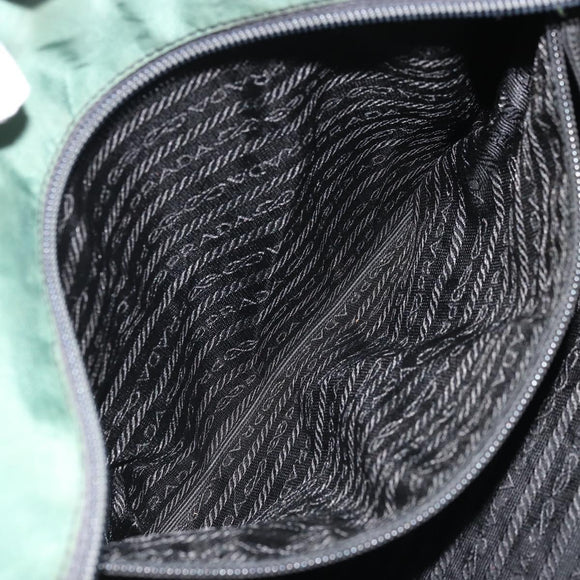 PRADA Tote Bag Nylon Green Silver Auth 174789