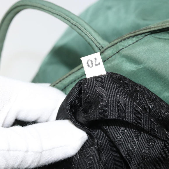 PRADA Tote Bag Nylon Green Silver Auth 174789