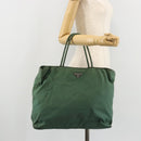 PRADA Tote Bag Nylon Green Silver Auth 174789-23