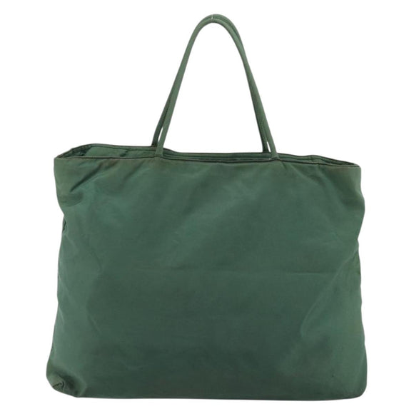 PRADA Tote Bag Nylon Green Silver Auth 174789