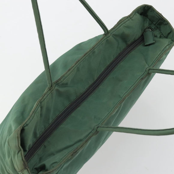 PRADA Tote Bag Nylon Green Silver Auth 174789