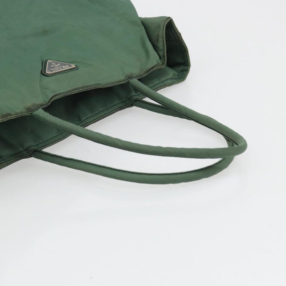 PRADA Tote Bag Nylon Green Silver Auth 174789