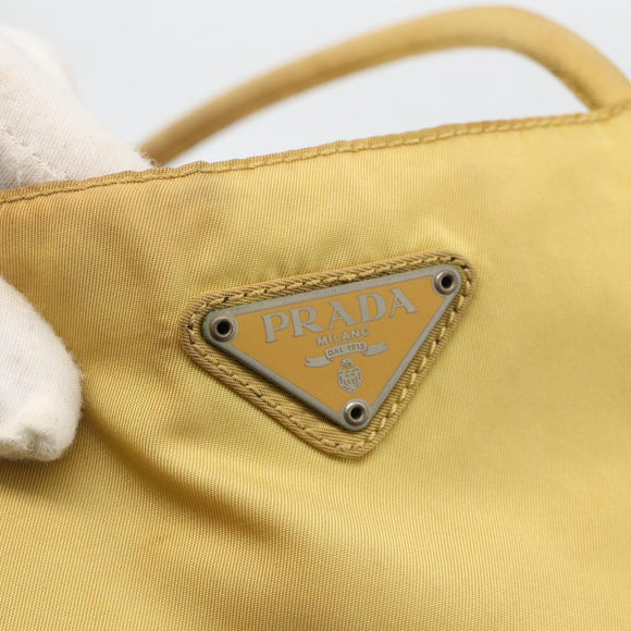 PRADA Hand Bag Nylon Yellow Silver Auth 174791
