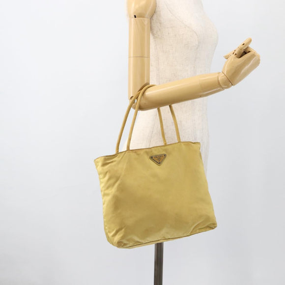 PRADA Hand Bag Nylon Yellow Silver Auth 174791
