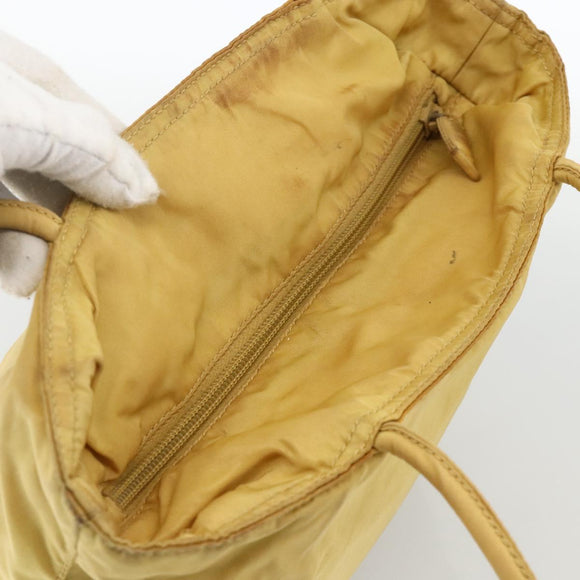 PRADA Hand Bag Nylon Yellow Silver Auth 174791