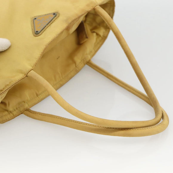 PRADA Hand Bag Nylon Yellow Silver Auth 174791