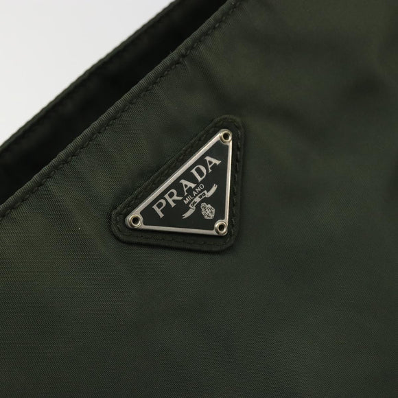 PRADA Hand Bag Nylon Green Silver Auth 174792
