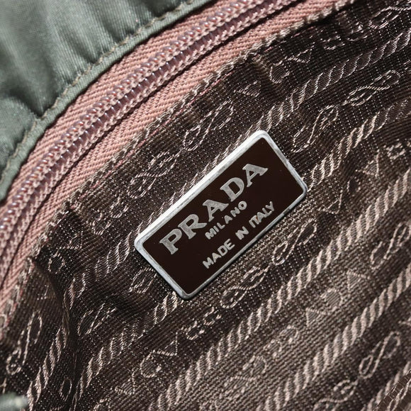 PRADA Hand Bag Nylon Green Silver Auth 174792