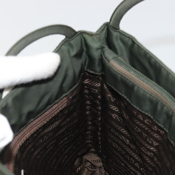 PRADA Hand Bag Nylon Green Silver Auth 174792