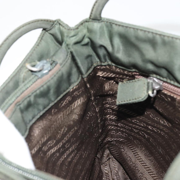 PRADA Hand Bag Nylon Green Silver Auth 174792