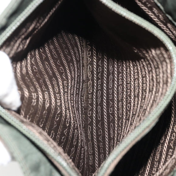 PRADA Hand Bag Nylon Green Silver Auth 174792