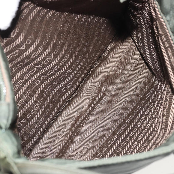 PRADA Hand Bag Nylon Green Silver Auth 174792