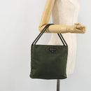PRADA Hand Bag Nylon Green Silver Auth 174792-25