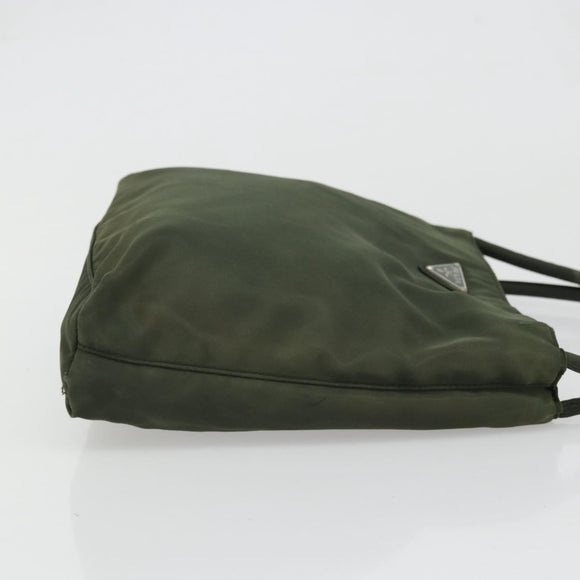 PRADA Hand Bag Nylon Green Silver Auth 174792
