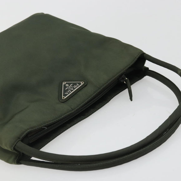 PRADA Hand Bag Nylon Green Silver Auth 174792