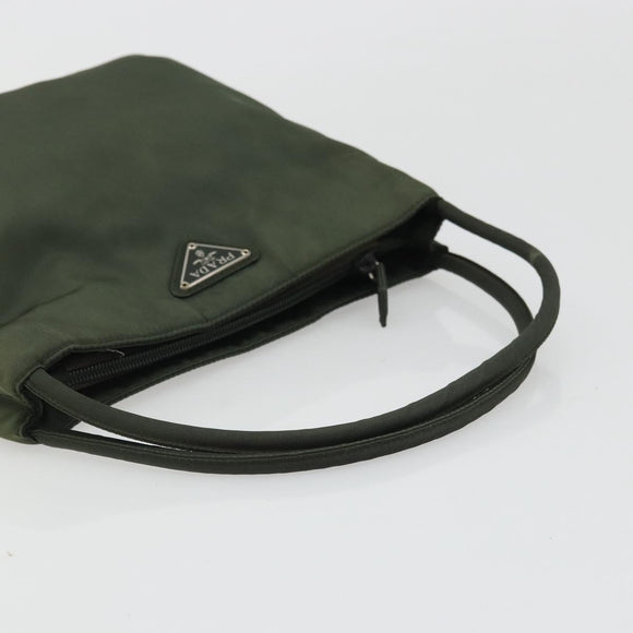 PRADA Hand Bag Nylon Green Silver Auth 174792