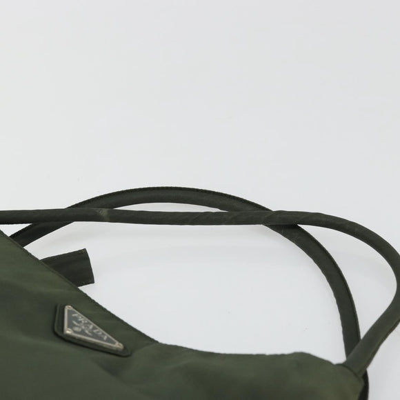 PRADA Hand Bag Nylon Green Silver Auth 174792