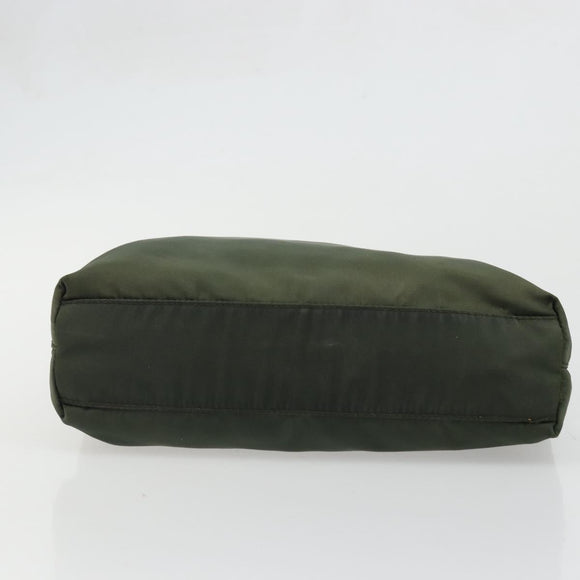PRADA Hand Bag Nylon Green Silver Auth 174792